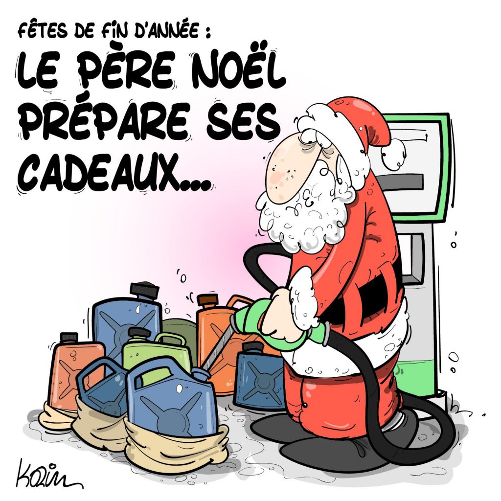 dessin presse humour cadeaux Noël image drôle prix carburant