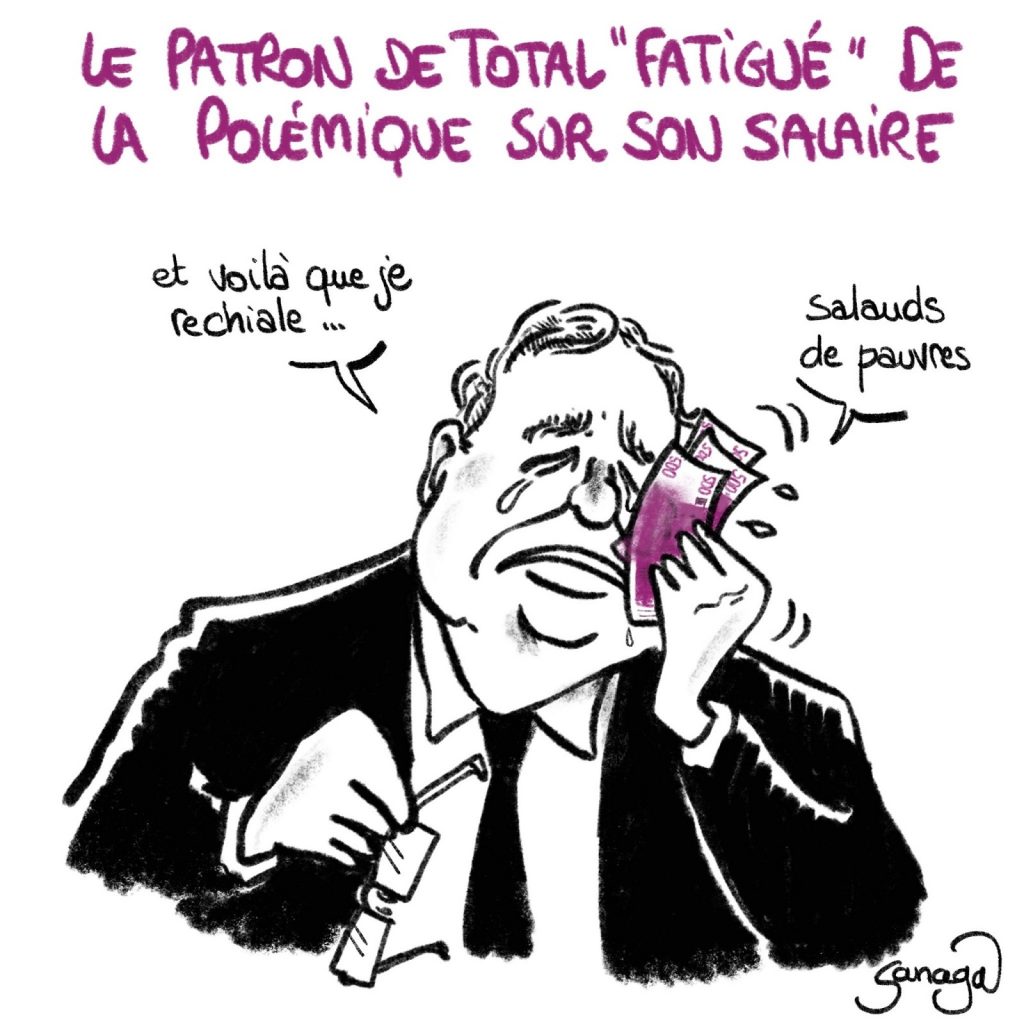 dessin presse humour polémique salaire image drôle Patrick Pouyanné patron Total