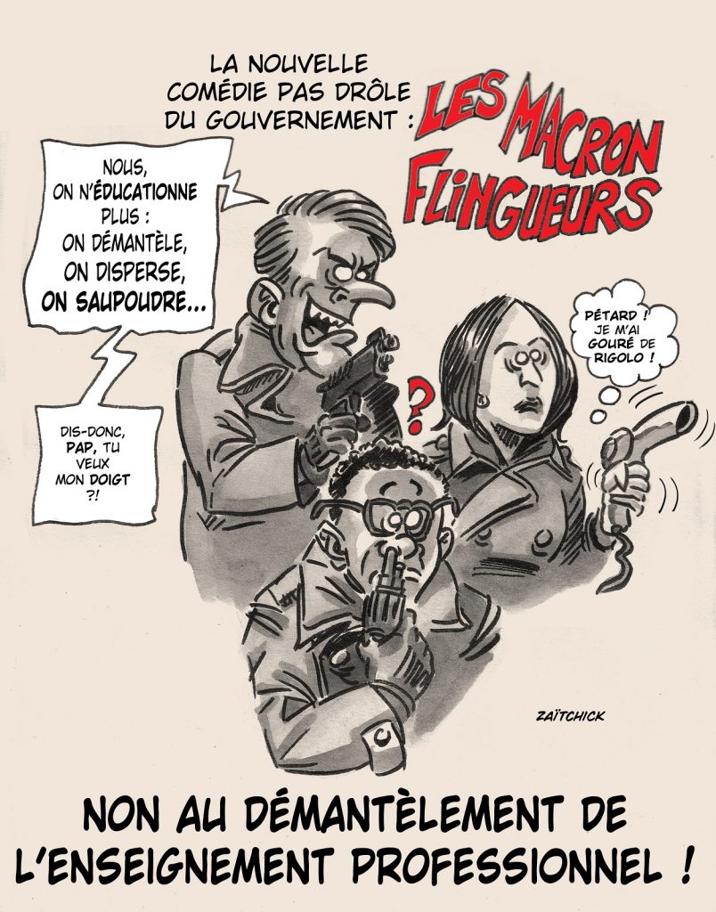 dessin presse humour privatisation enseignement professionnel image drôle Les Tonton Flingueurs