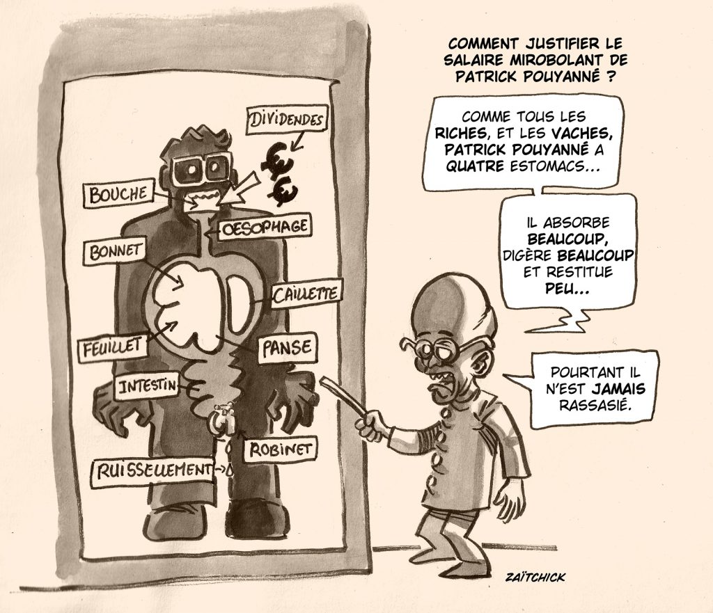 dessin presse humour Patrick Pouyanné image drôle salaire mirobolant