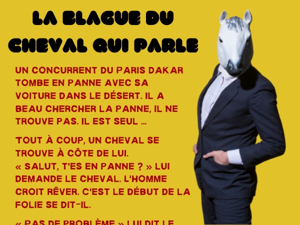 blague chevaux, blague parole, blague dépannage, blague voiture, blague mécanique, blague moteur, humour drôle