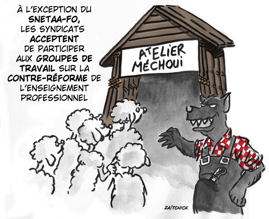 dessin presse humour syndicats réforme image drôle enseignement professionnel