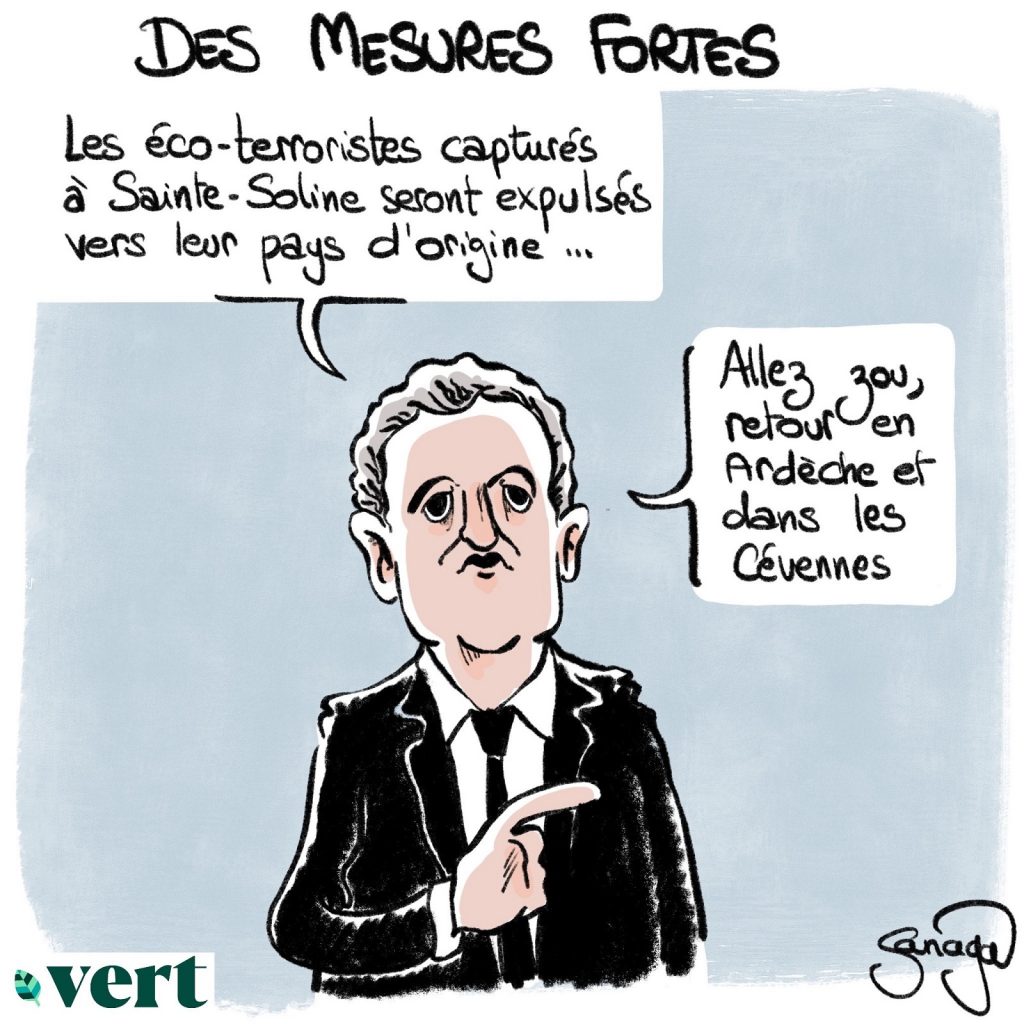 dessin presse humour Gérald Darmanin image drôle écoterrorisme