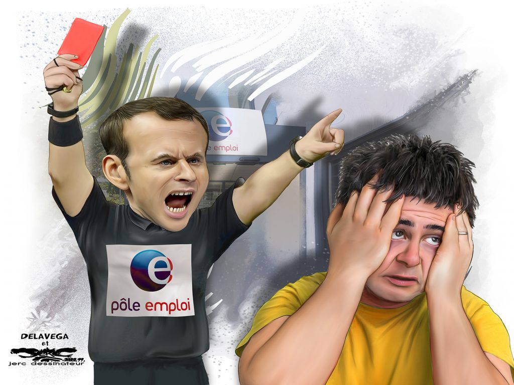 dessin presse humour Macron image drôle réforme assurance chômage