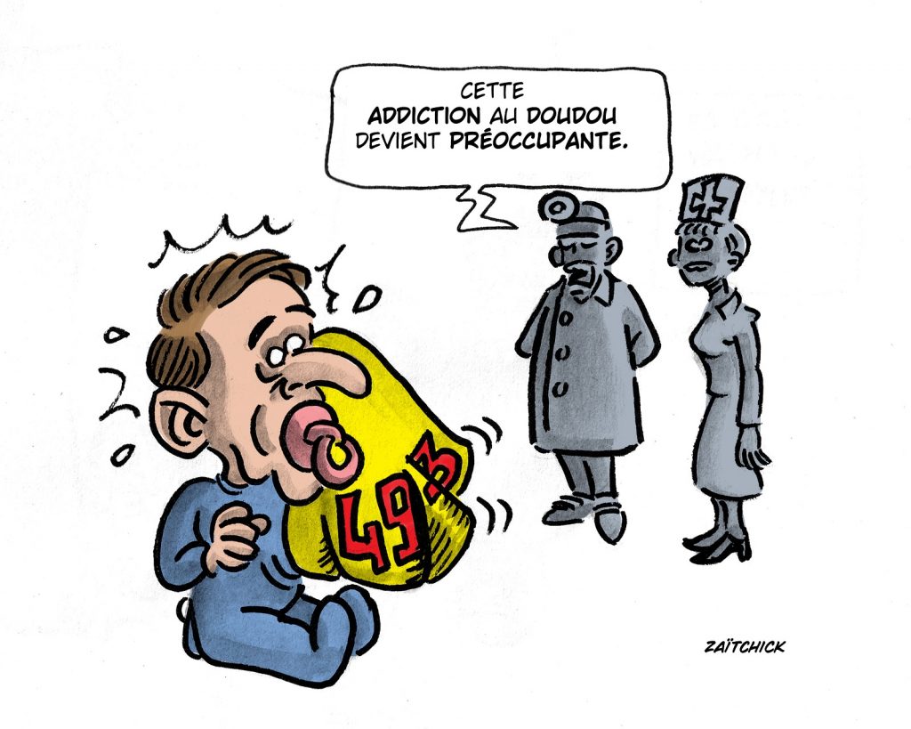 dessin presse humour Emmanuel Macron image drôle article 49-3