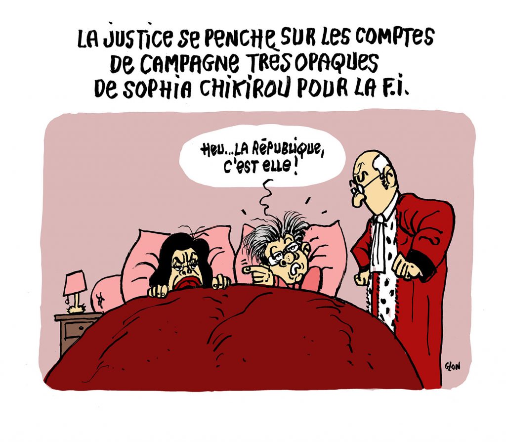 dessin presse humour Sophia Chikirou image drôle comptes de campagne LFI