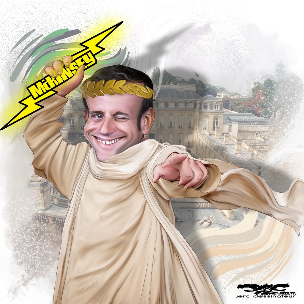 dessin presse humour Emmanuel Macron image drôle cabinet conseil McKinsey