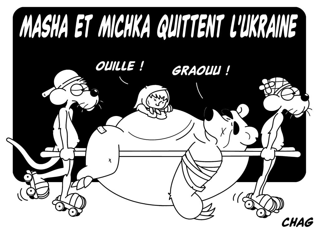 dessin humoristique guerre Ukraine image drôle Masha et Michka