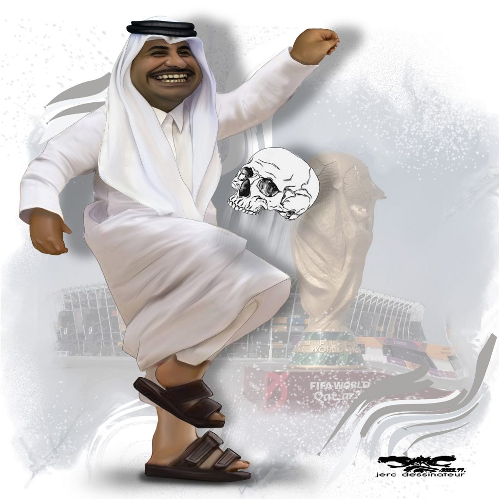 dessin presse humour travailleurs morts image drôle Coupe du Monde Qatar