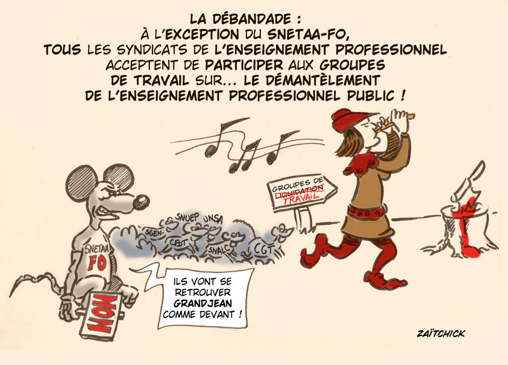 dessin presse humour syndicats réforme image drôle enseignement professionnel