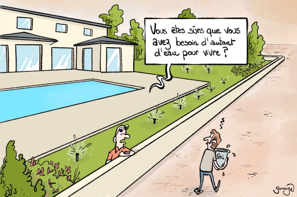 dessin presse humour écologie inégalités image drôle consommation d’eau