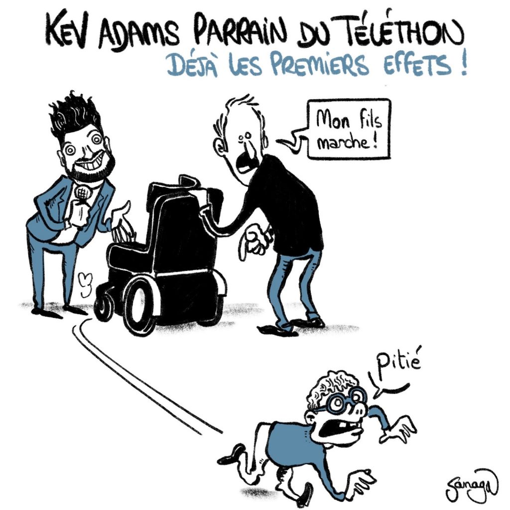 dessin presse humour Kev Adams image drôle Téléthon
