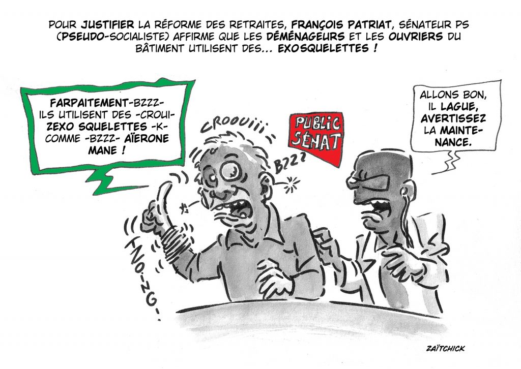 dessin presse humour François Patriat image drôle exosquelettes