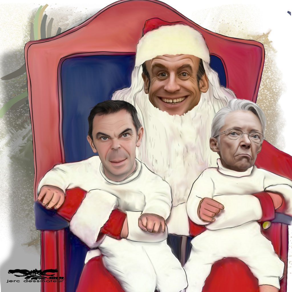 dessin presse humour Emmanuel Macron image drôle Père Noël