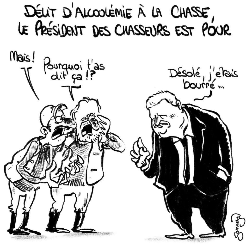 dessin presse humour Willy Schraen image drôle alcoolémie chasseurs