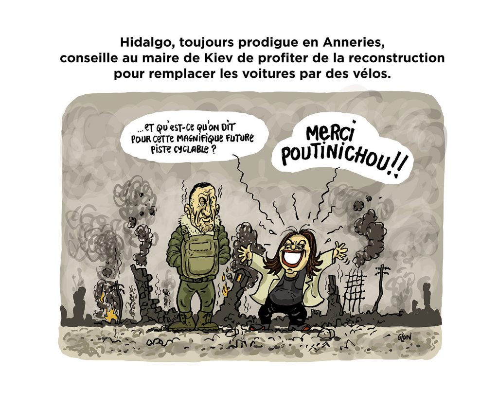 dessin presse humour Anne Hidalgo image drôle guerre en Ukraine