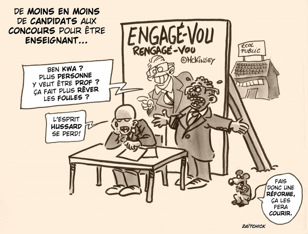 dessin presse humour Pap Ndiaye image drôle recrutement enseignants