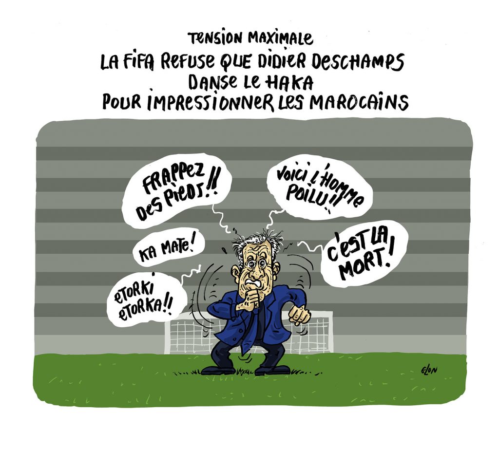 dessin presse humour Didier Deschamps image drôle demi-finale France-Maroc
