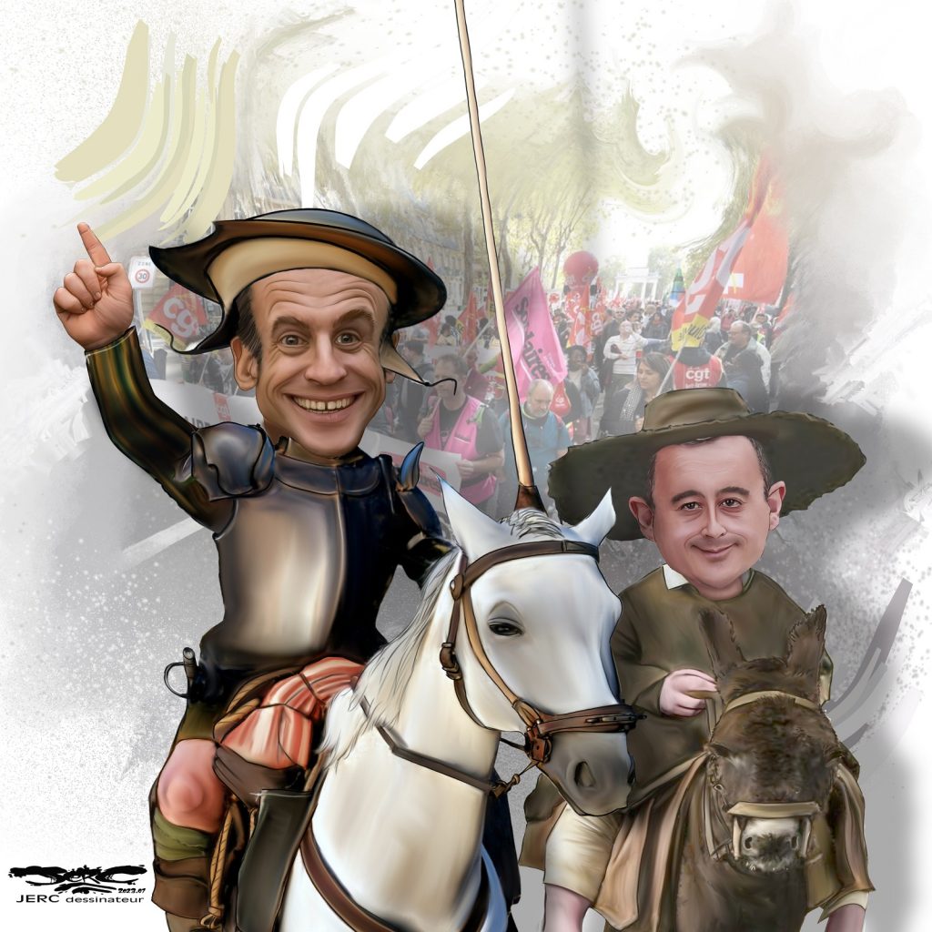 dessin presse humour services publics image drôle Emmanuel Macron