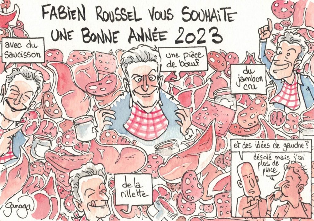 dessin presse humour Fabien Roussel image drôle nouvelle année 2023