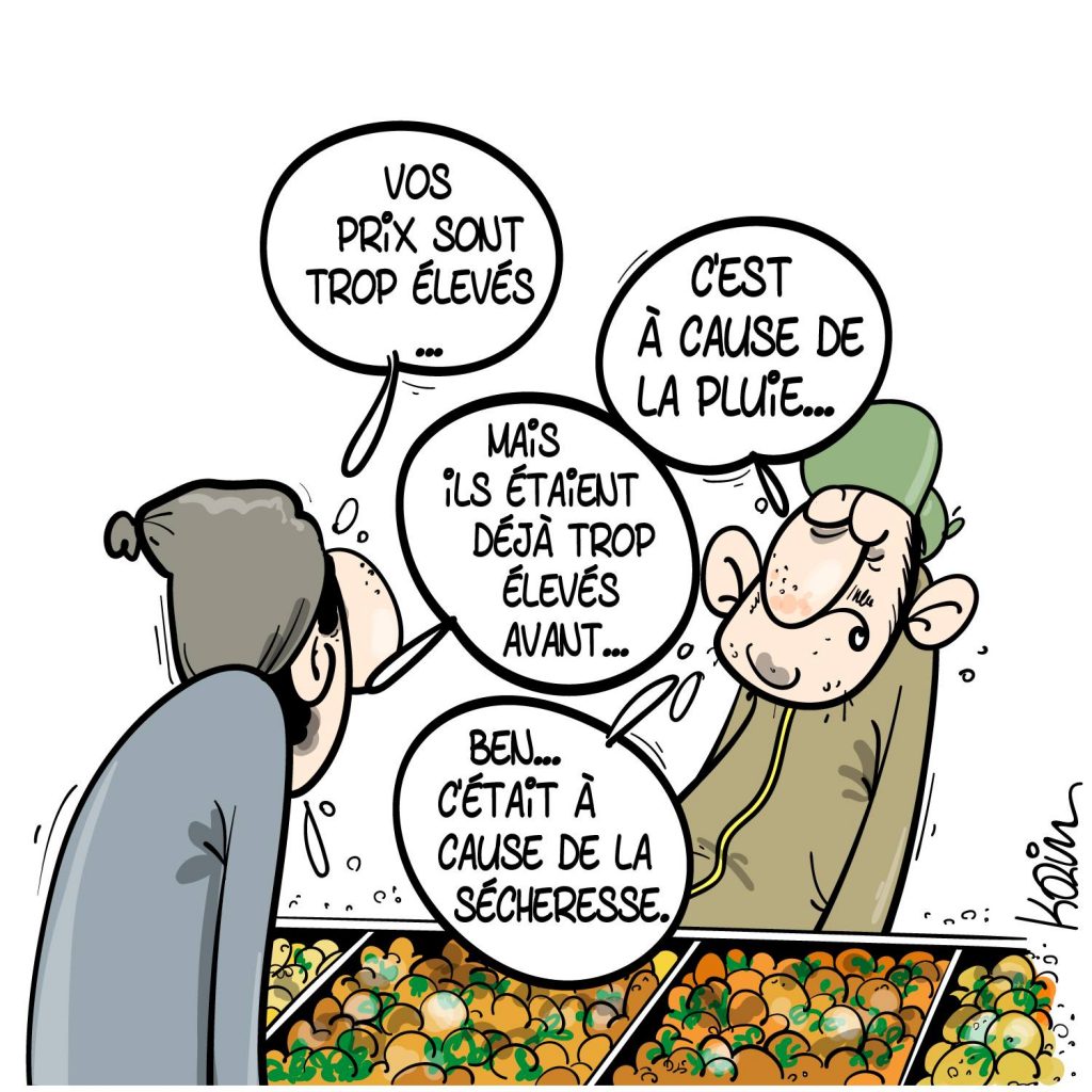 dessin presse humour climat inflation image drôle fruits légumes