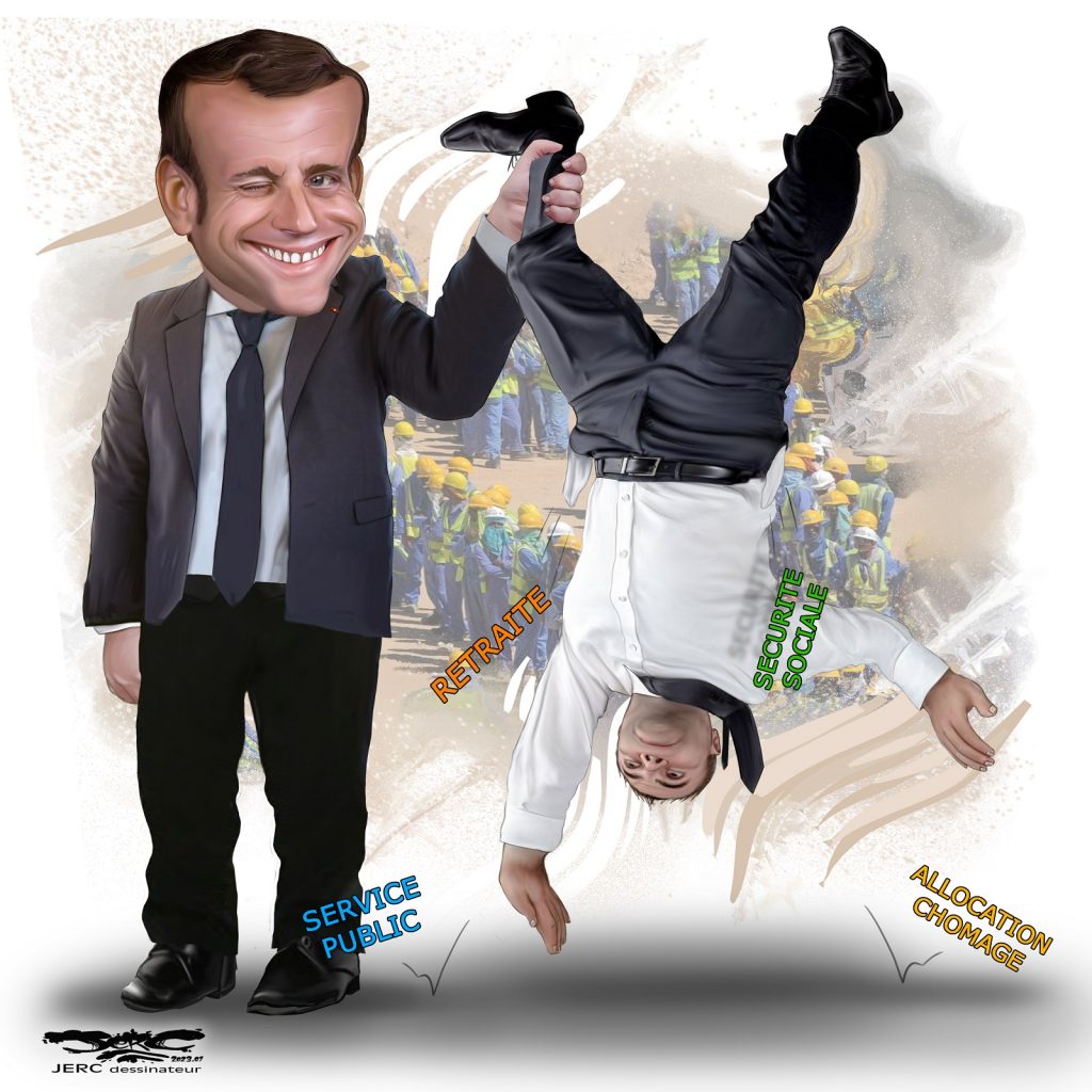 dessin presse humour réforme des retraites image drôle Emmanuel Macron