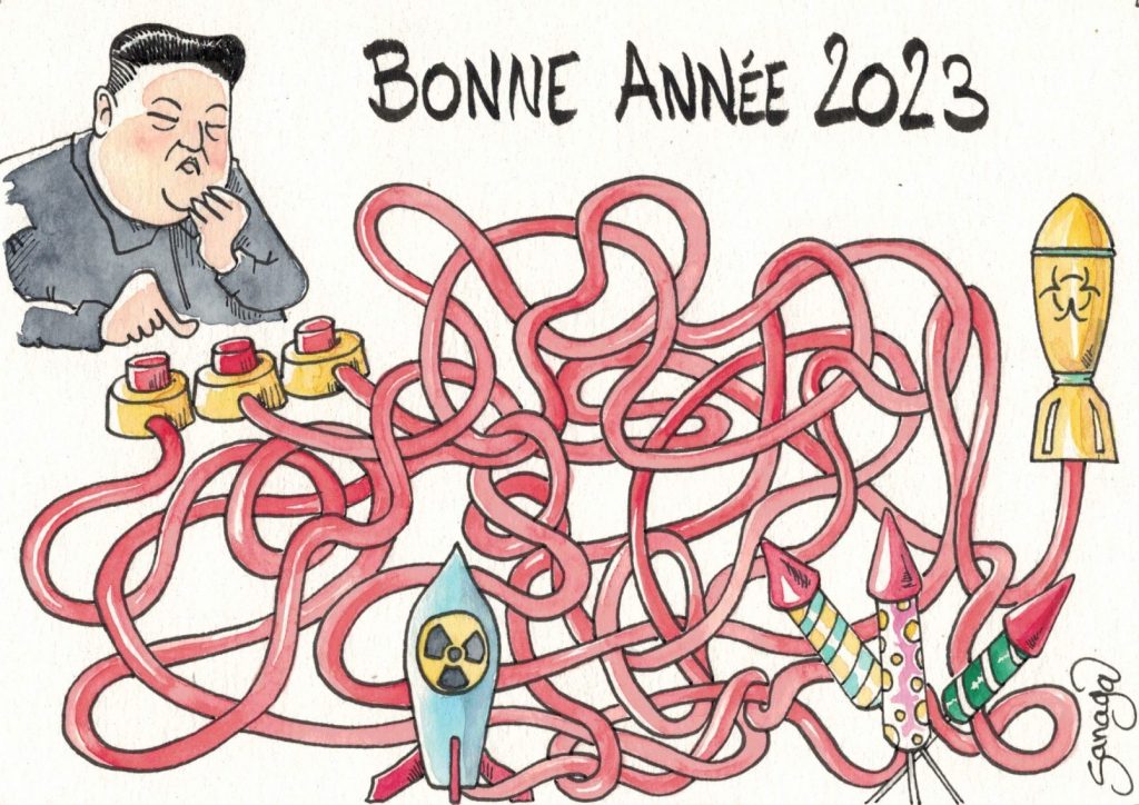 dessin presse humour bonne année 2023 image drôle Kim Jong-un
