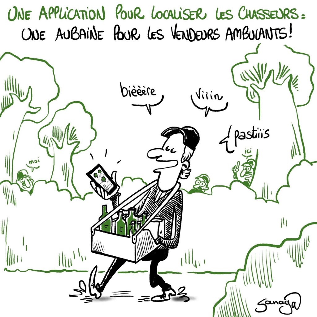 dessin presse humour application localisation image drôle chasseurs