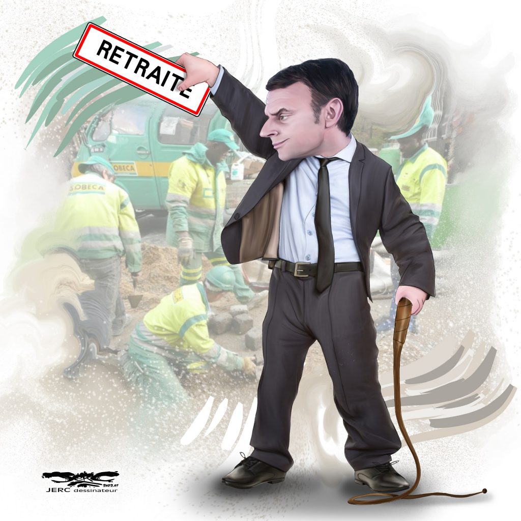 dessin presse humour réforme des retraites image drôle Emmanuel Macron