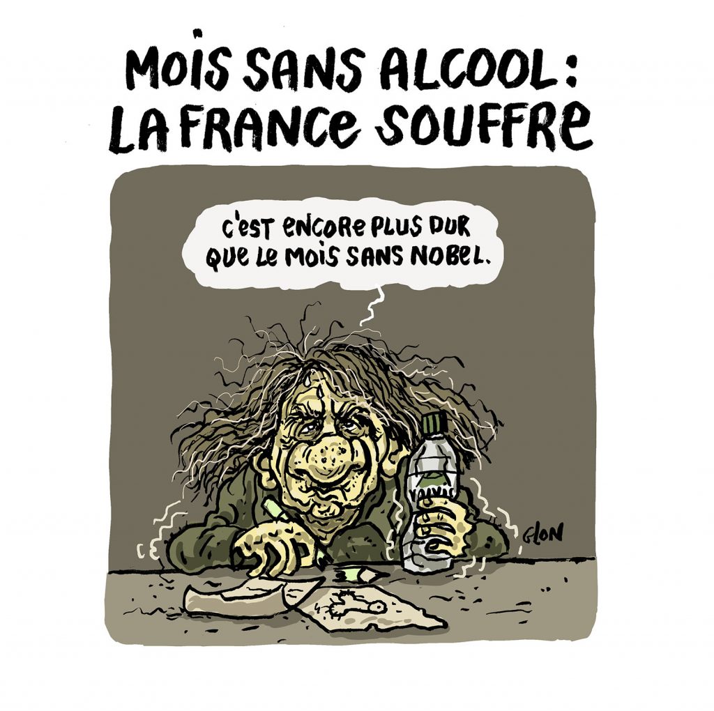 dessin presse humour Michel Houellebecq image drôle mois sans alcool
