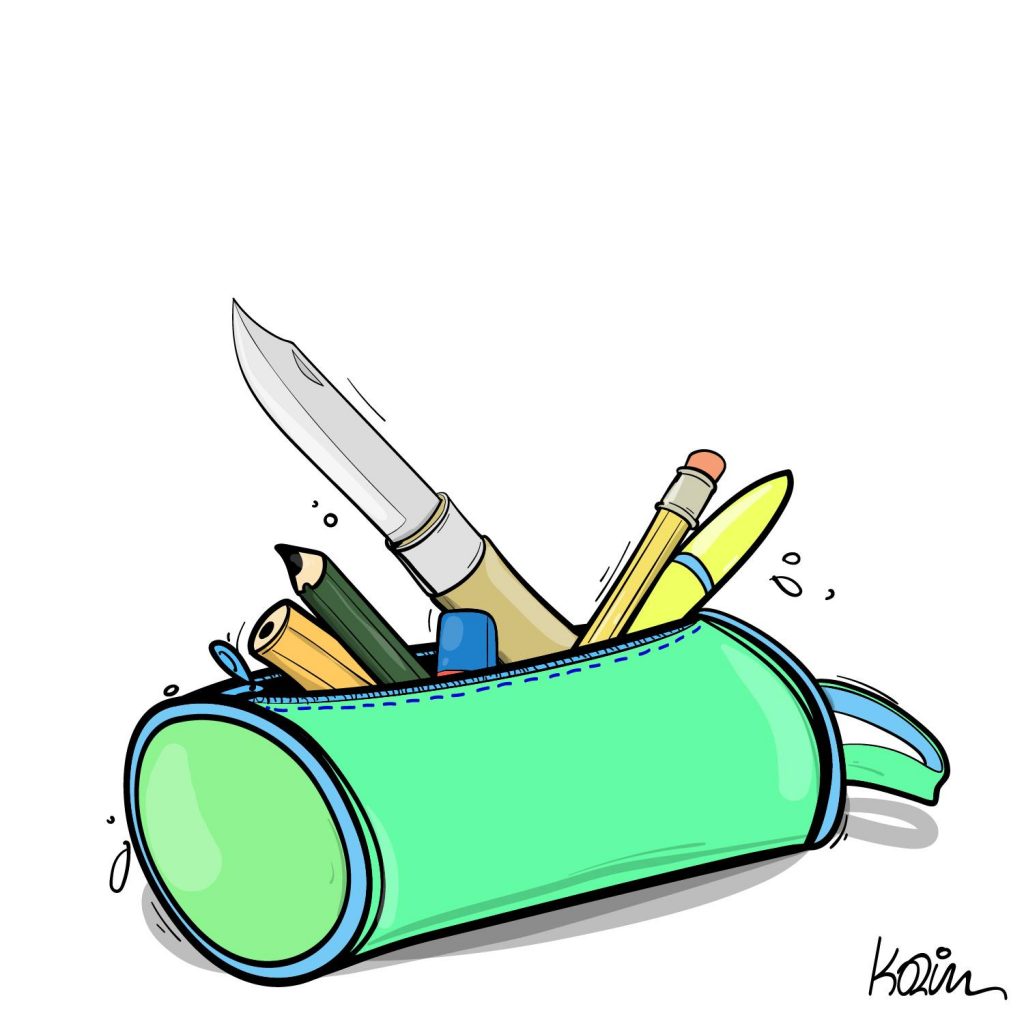 dessin presse humour établissements scolaires image drôle agression couteau