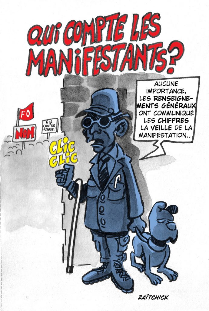 dessin presse humour réforme retraites image drôle comptage manifestants