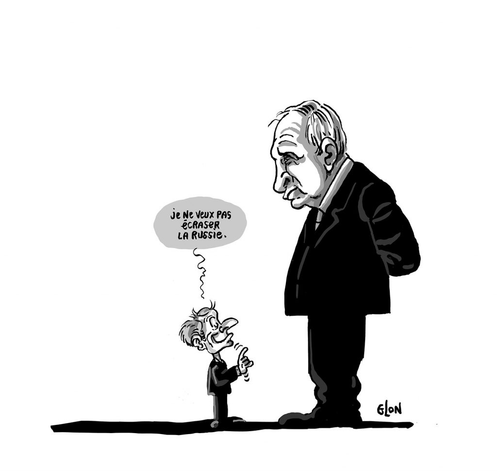 dessin presse humour Emmanuel Macron image drôle Vladimir Poutine