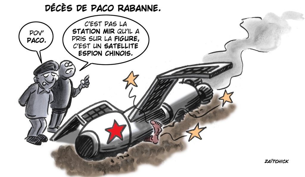 dessin presse humour décès Paco Rabanne image drôle station Mir