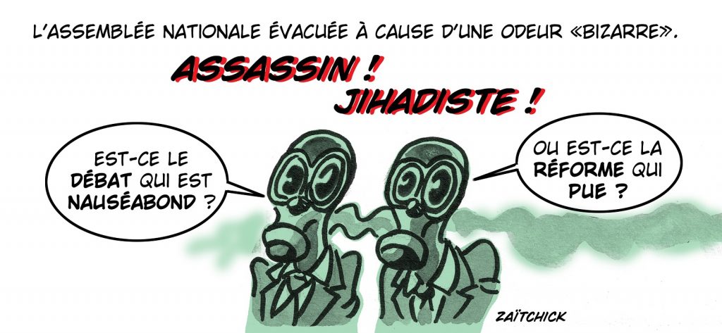 dessin presse humour réforme retraites Assemblée Nationale image drôle évacuation odeur bizarre