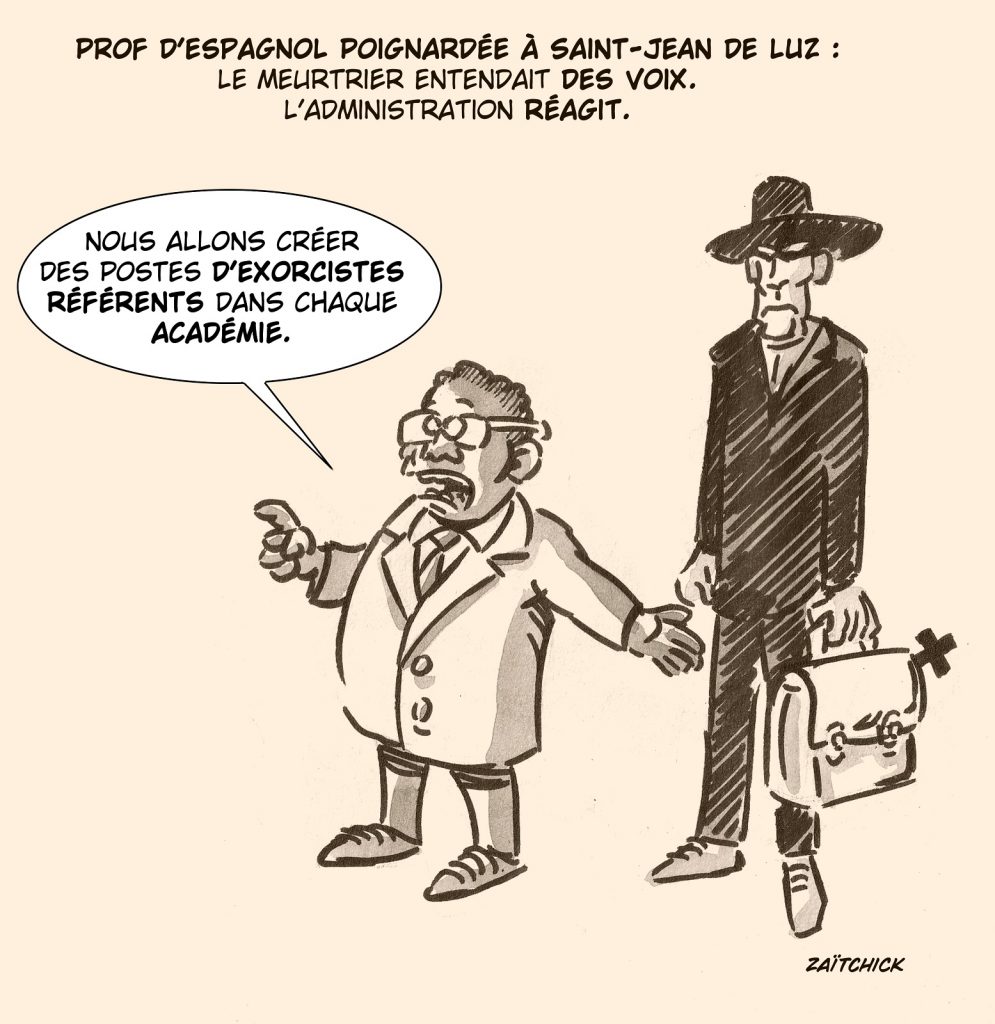 dessin presse humour meurtre professeur image drôle Saint-Jean-de-Luz