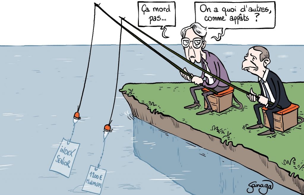 dessin presse humour Élisabeth Borne Olivier Dussopt image drôle réforme retraites