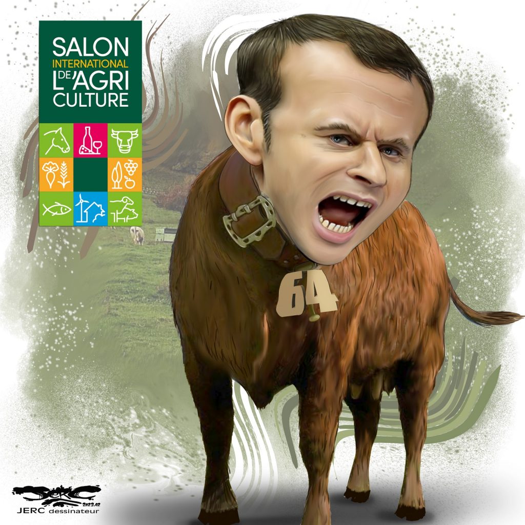 dessin presse humour salon agriculture image drôle Emmanuel Macron