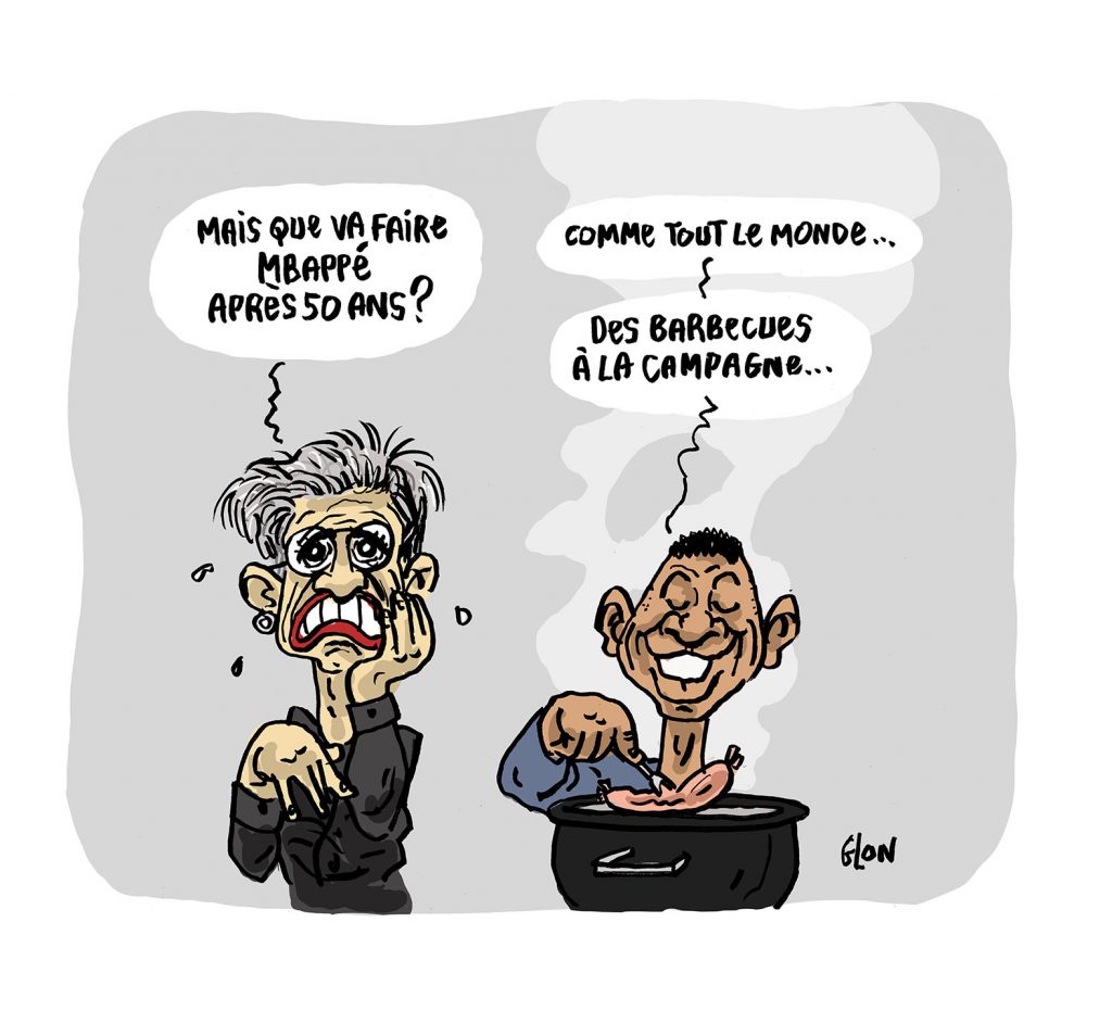 dessin presse humour Sandrine Rousseau image drôle retraite Kylian Mbappé