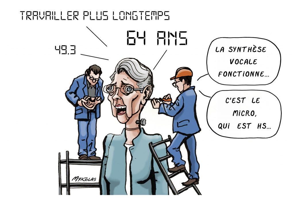 dessin presse humour Élisabeth Borne image drôle réforme retraites