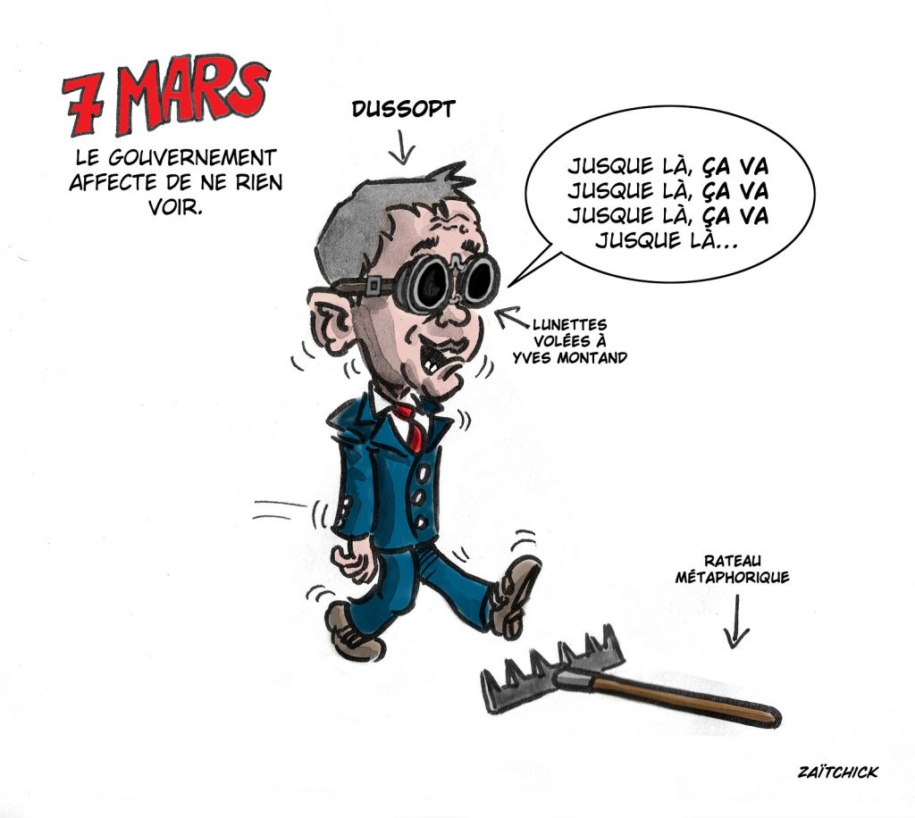 dessin presse humour Olivier Dussopt image drôle réforme retraites