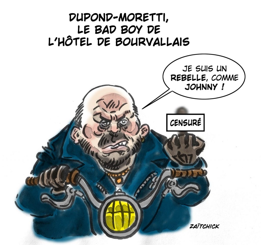dessin presse humour bras d’honneur image drôle Éric Dupond-Moretti