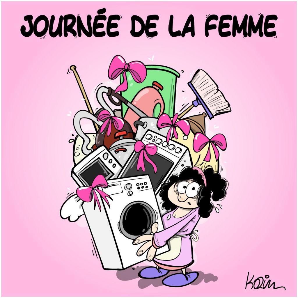 dessin presse humour journée internationale droits femmes image drôle tâches ménagères