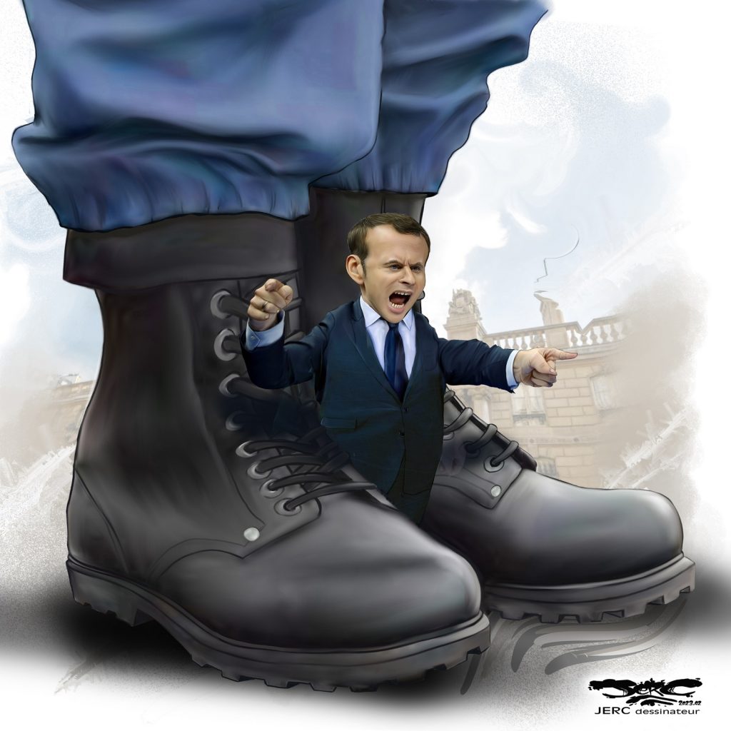 dessin presse humour Emmanuel Macron violences policières image drôle réforme des retraites