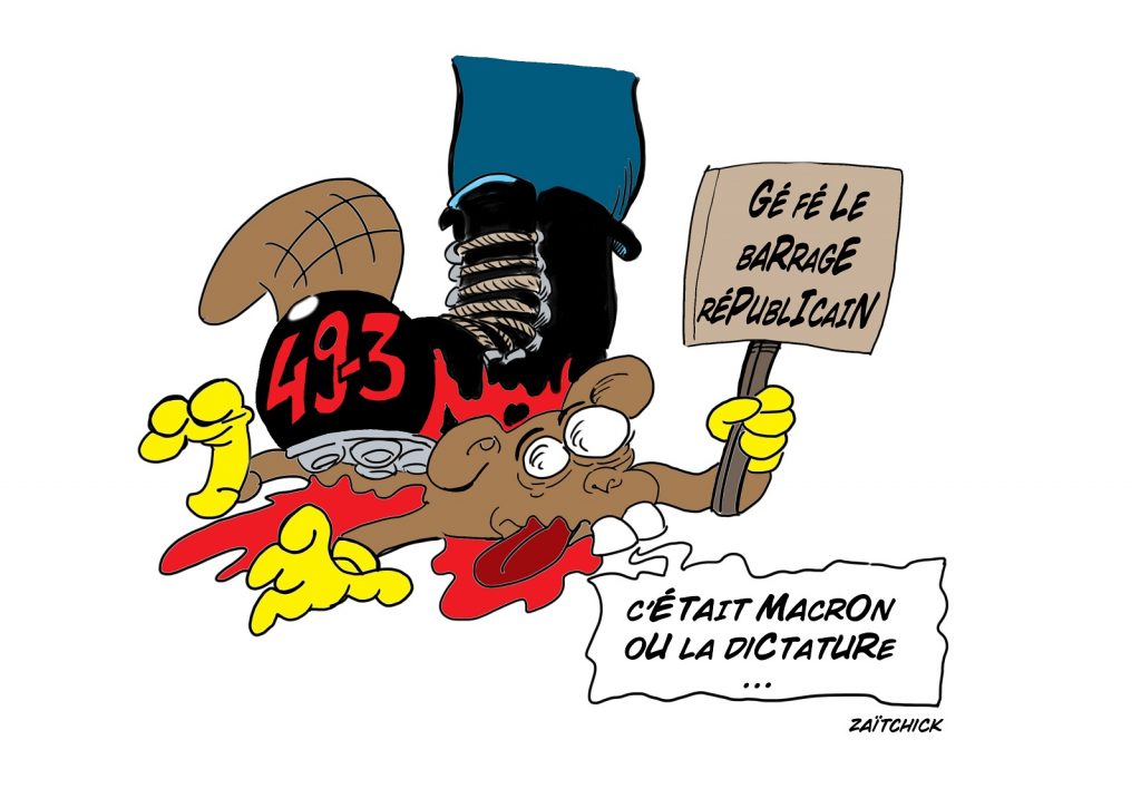 dessin presse humour front républicain image drôle dictature article 49.3