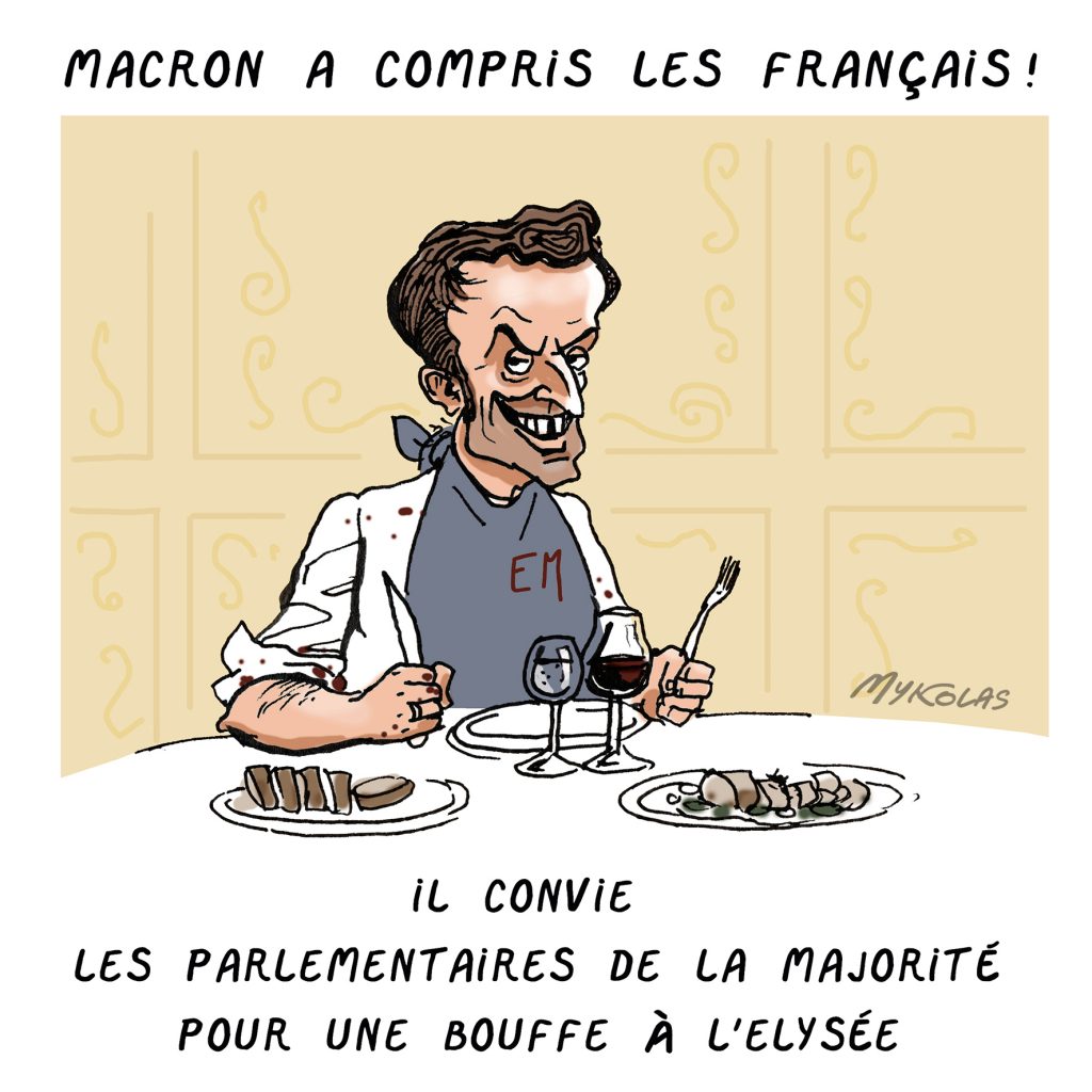 dessin presse humour Emmanuel Macron image drôle réforme retraites