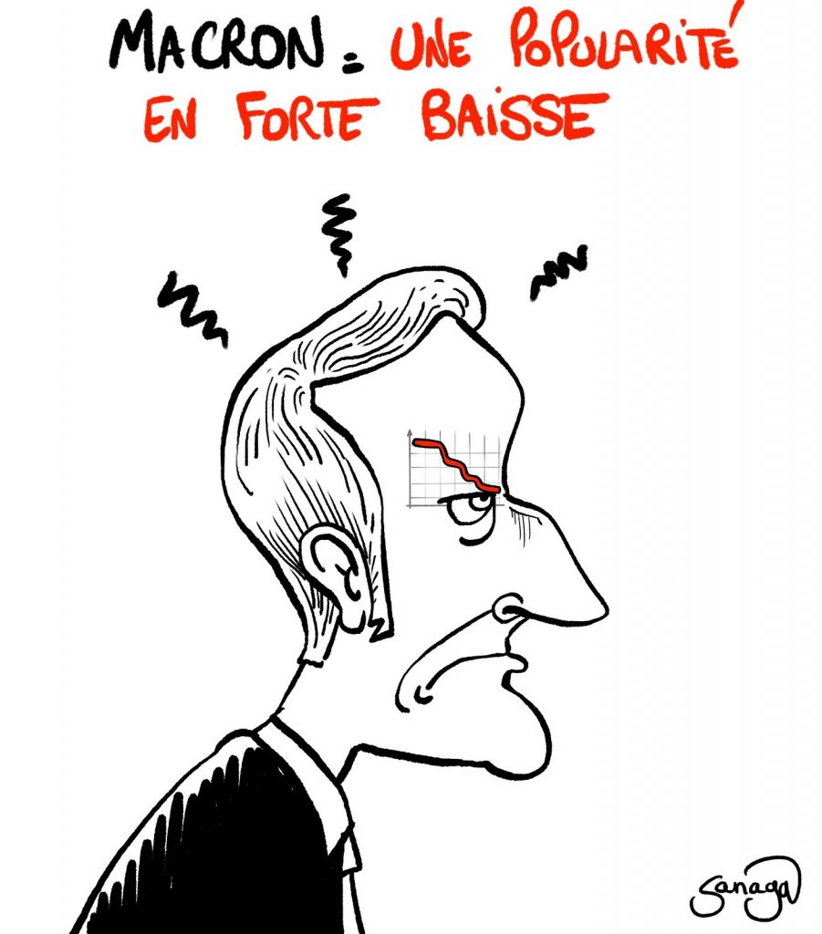 dessin presse humour popularité image drôle Macron