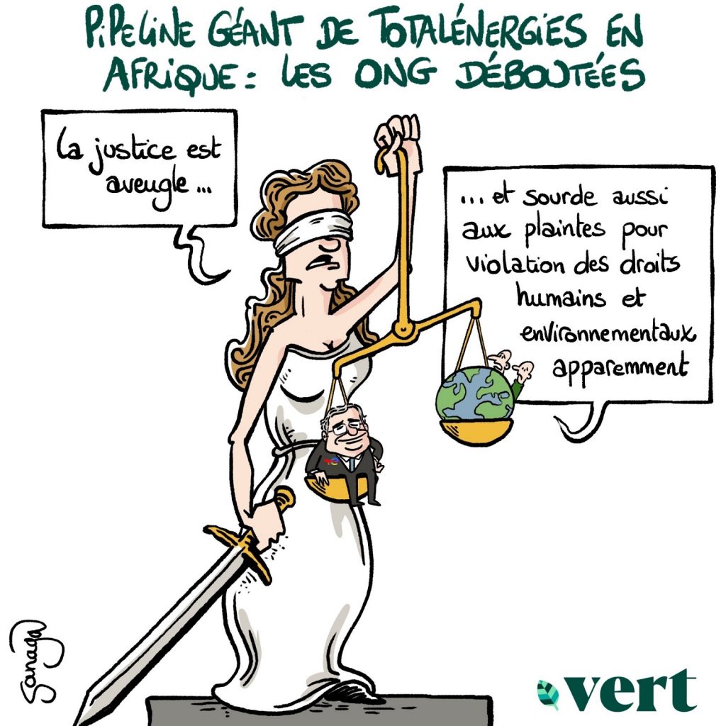 dessin presse humour pipeline Afrique image drôle TotalEnergies