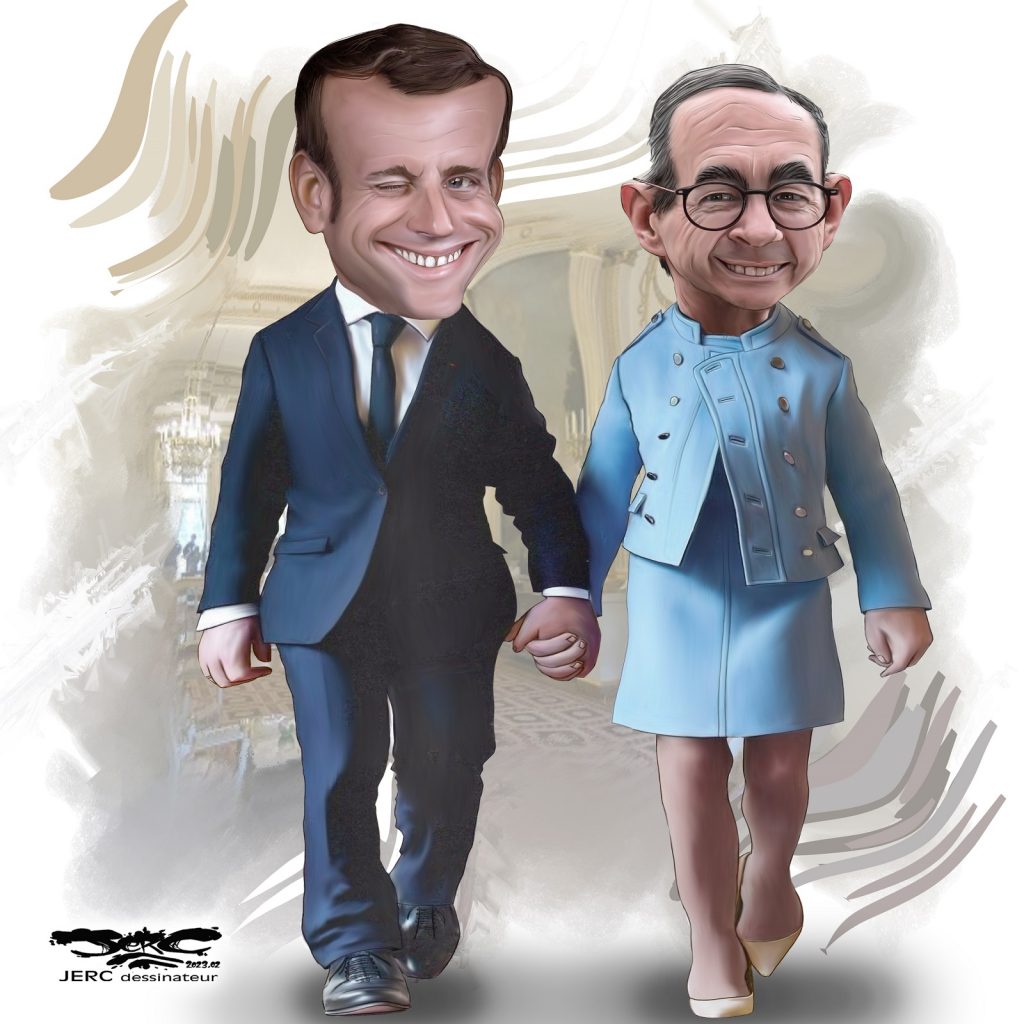 dessin presse humour Emmanuel Macron Bruno Retailleau image drôle réforme des retraites