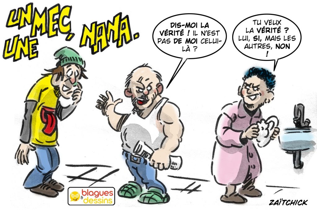 blague dessin humour mec nana homme femme gars paternité